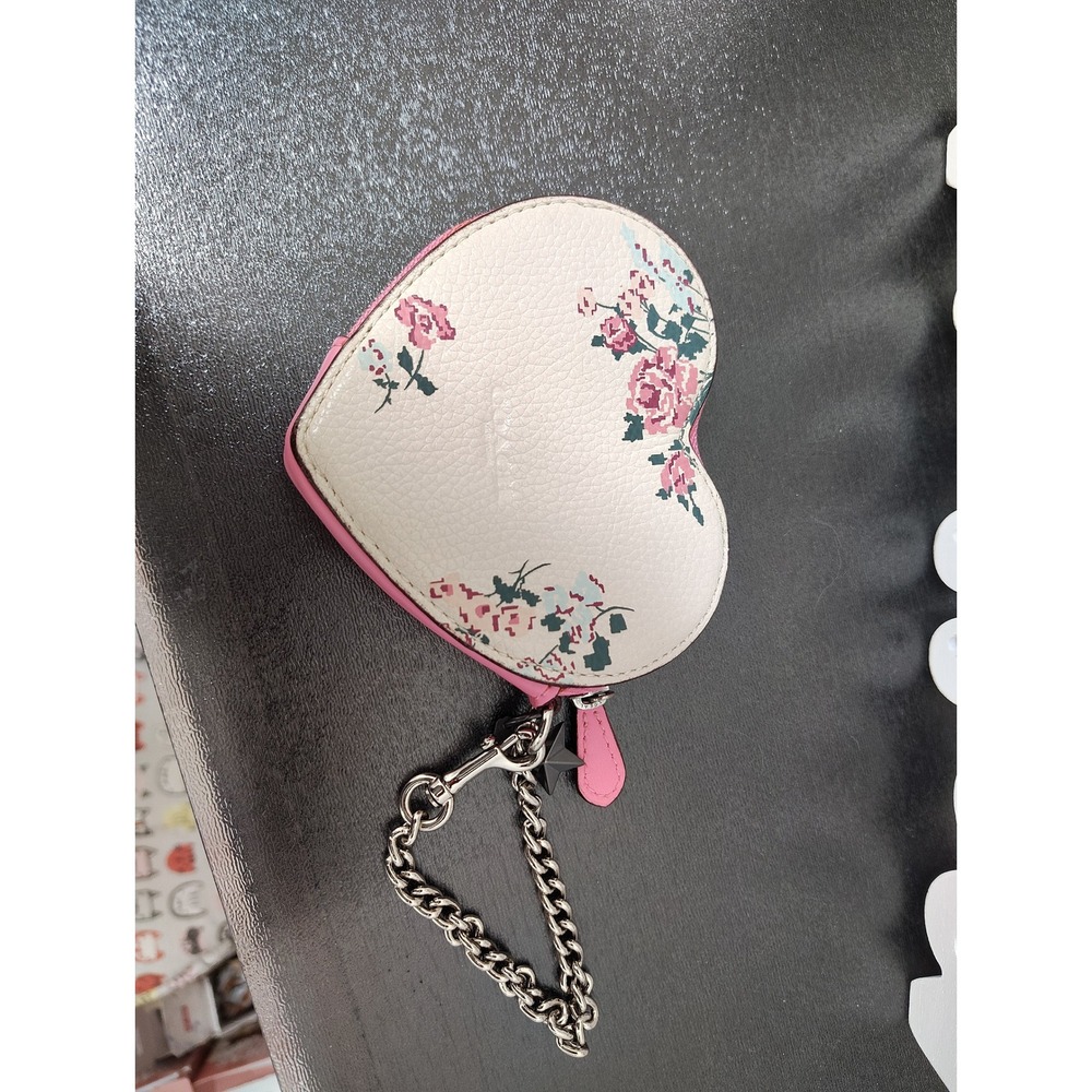 Coach Elvis Presley Love Me Tender Heart Coin Purse Leather Floral Rare 2016 - Picture 8 of 12